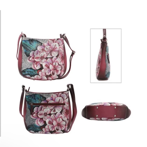 SUKRITI PINK FLORAL MOSAIC TIFFANY 100% GENUINE LEATHER CROSSBODY BAG - Picture 2 of 4